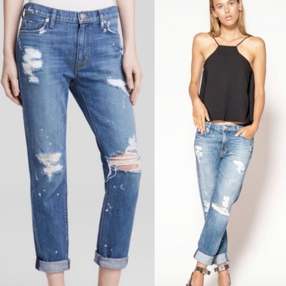 Hudson JUDE SLOUCH SKINNY CROP Distressed Cuff Hem Jeans